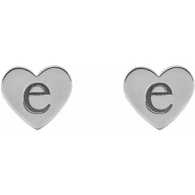 14K White Engravable Heart Earrings 3