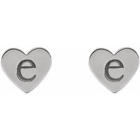 14K White Engravable Heart Earrings 3