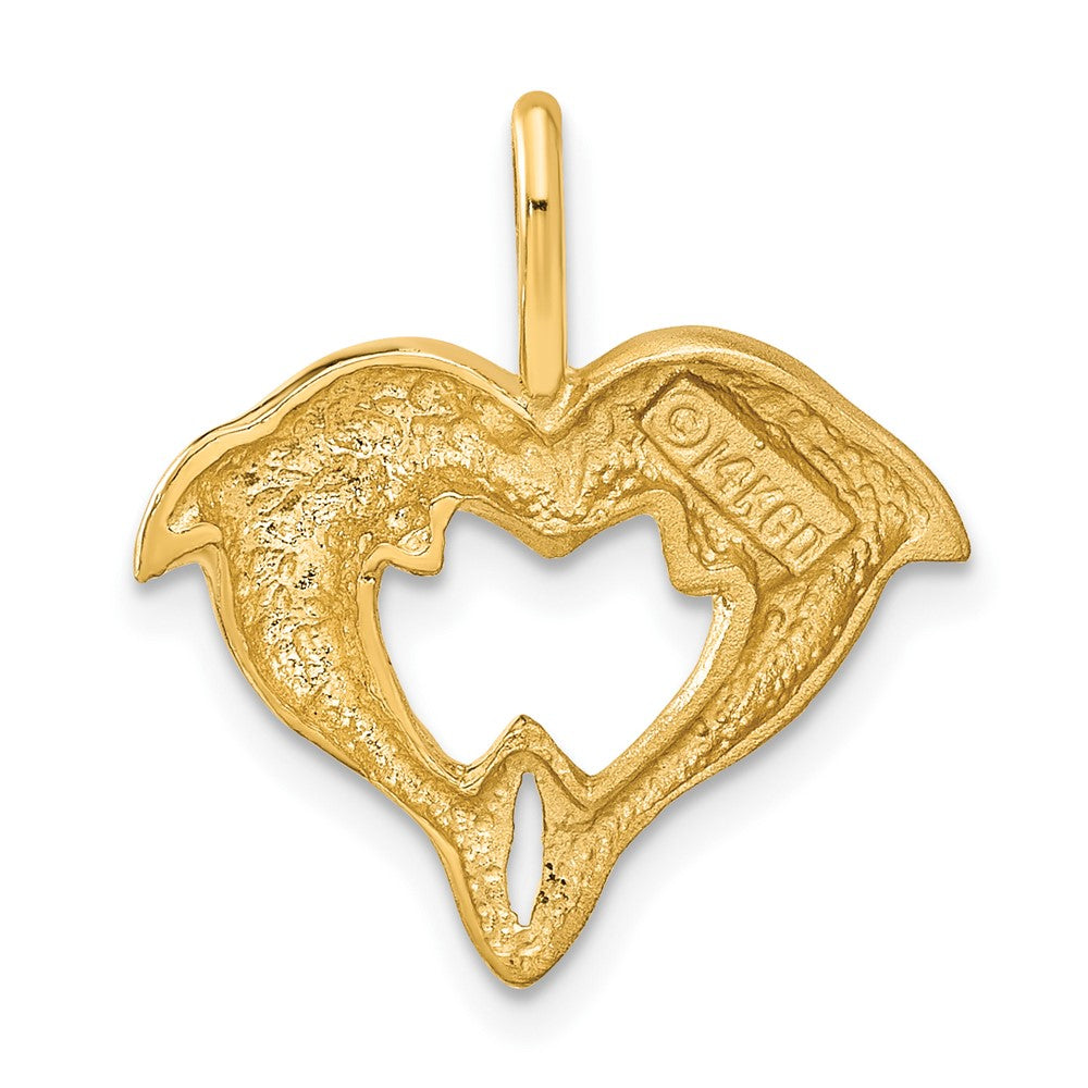 14k Dolphin Heart Pendant 3