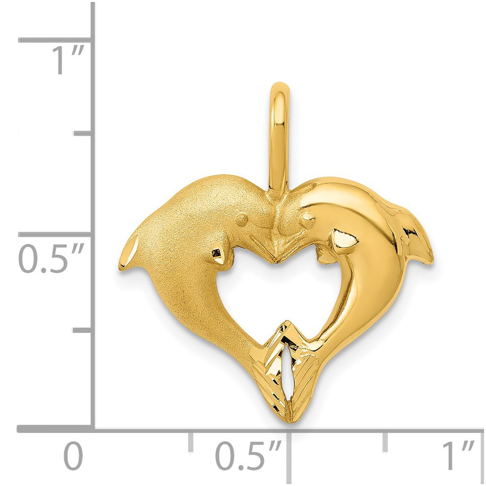 14k Dolphin Heart Pendant 4