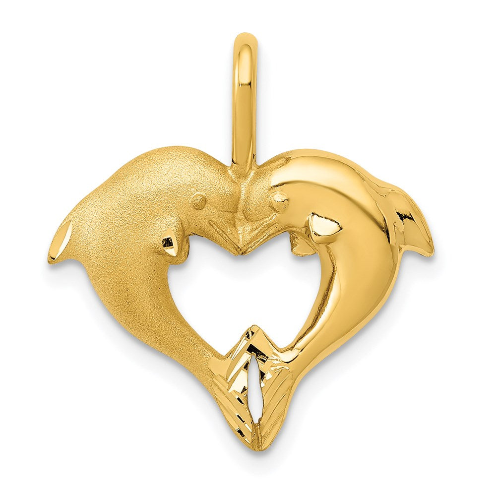 14k Dolphin Heart Pendant 1