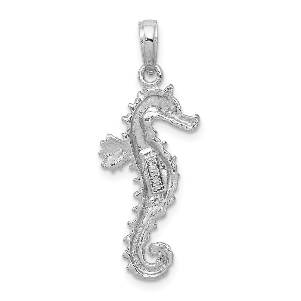 14k White Gold Polished Open-Backed Seahorse Pendant 3