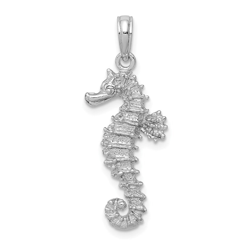 14k White Gold Polished Open-Backed Seahorse Pendant 1