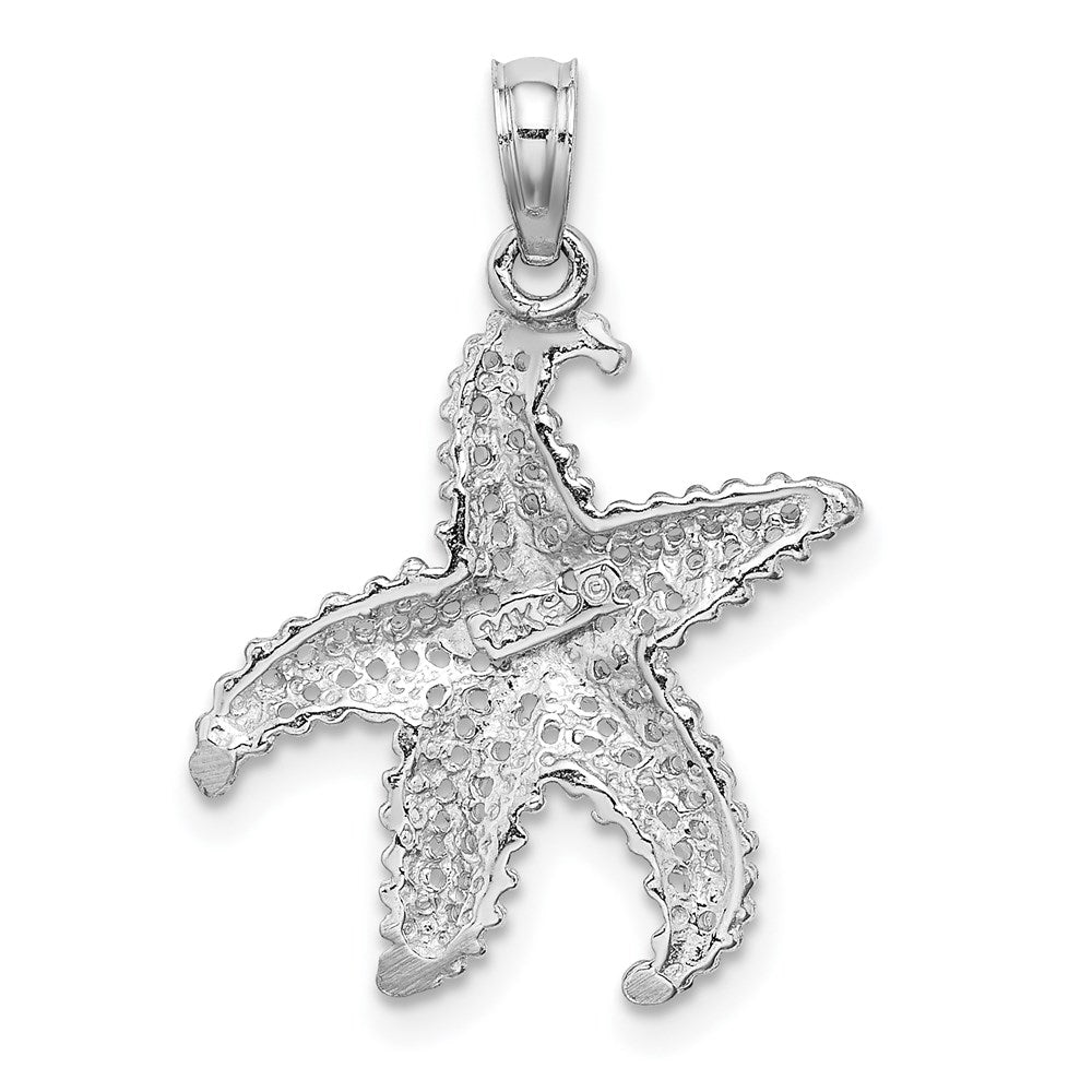 14k White Gold Polished Open-Backed Starfish Pendant 3