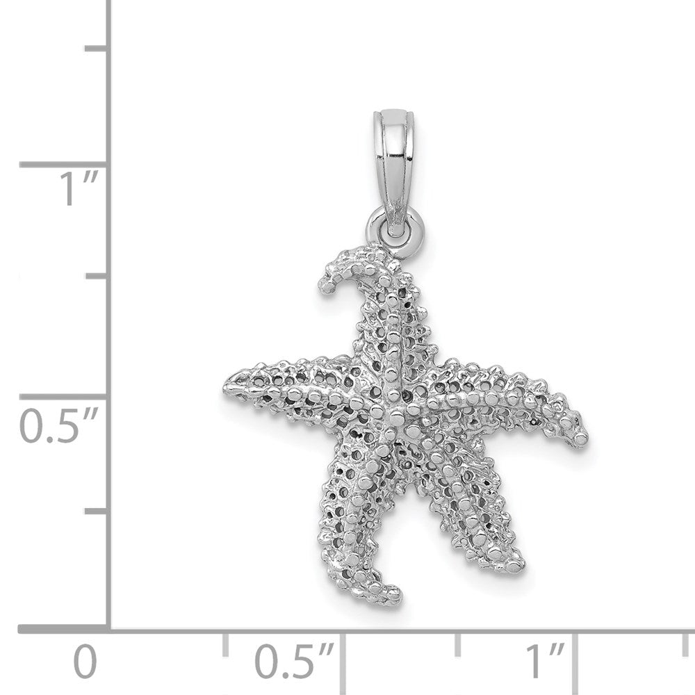 14k White Gold Polished Open-Backed Starfish Pendant 4