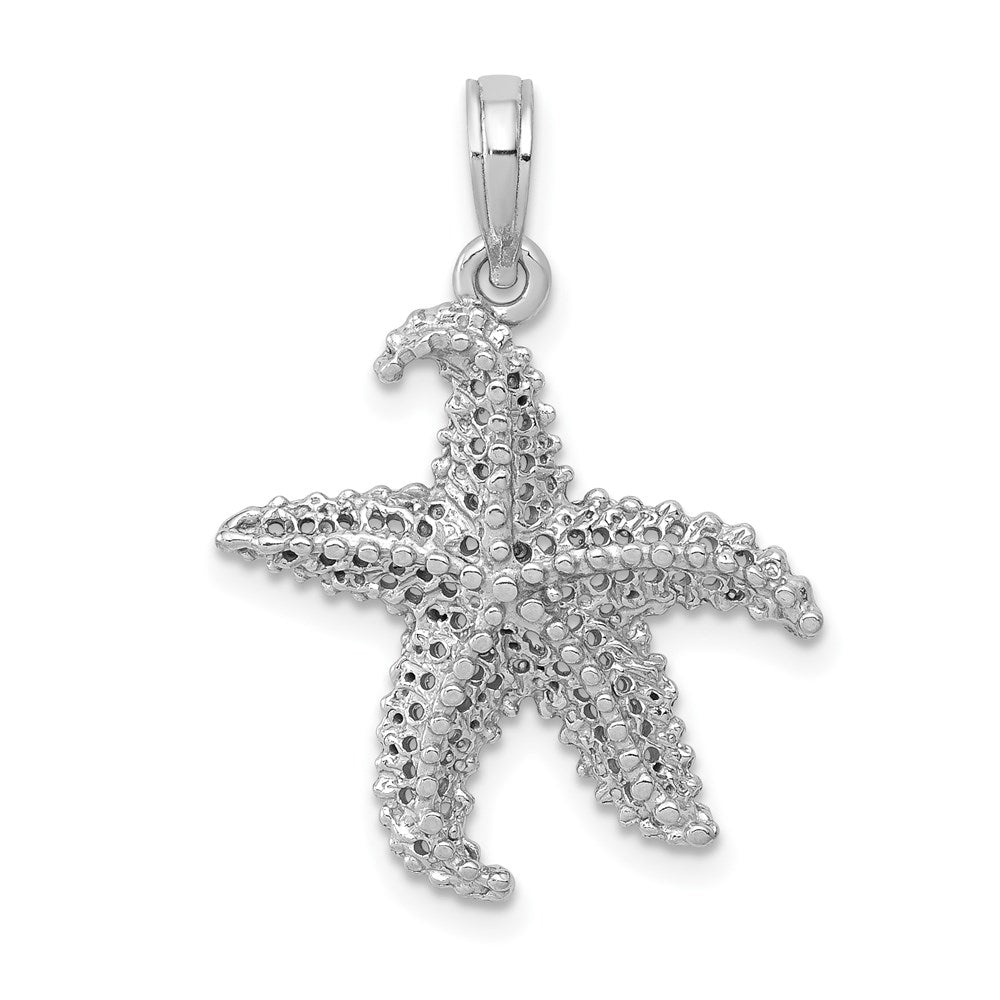 14k White Gold Polished Open-Backed Starfish Pendant 1