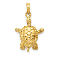 14K Solid Polished 3-D Moveable Turtle Pendant 1