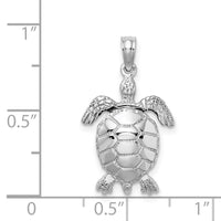 14K White Gold 3-D Moveable Sea Turtle Charm 3