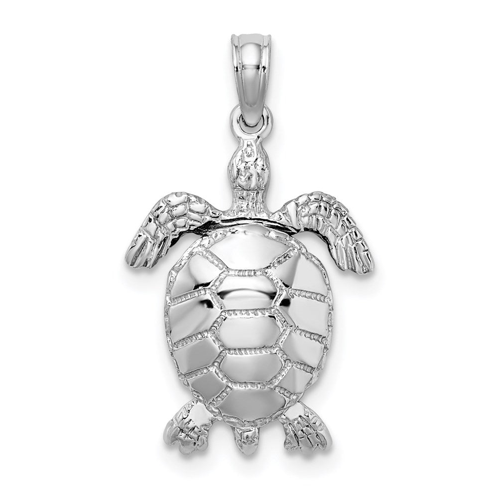 14K White Gold 3-D Moveable Sea Turtle Charm 1