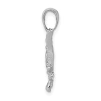 14k White Gold Polished Open-Backed Bass Fish Pendant 2