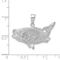 14k White Gold Polished Open-Backed Bass Fish Pendant 3