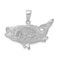 14k White Gold Polished Open-Backed Bass Fish Pendant 1