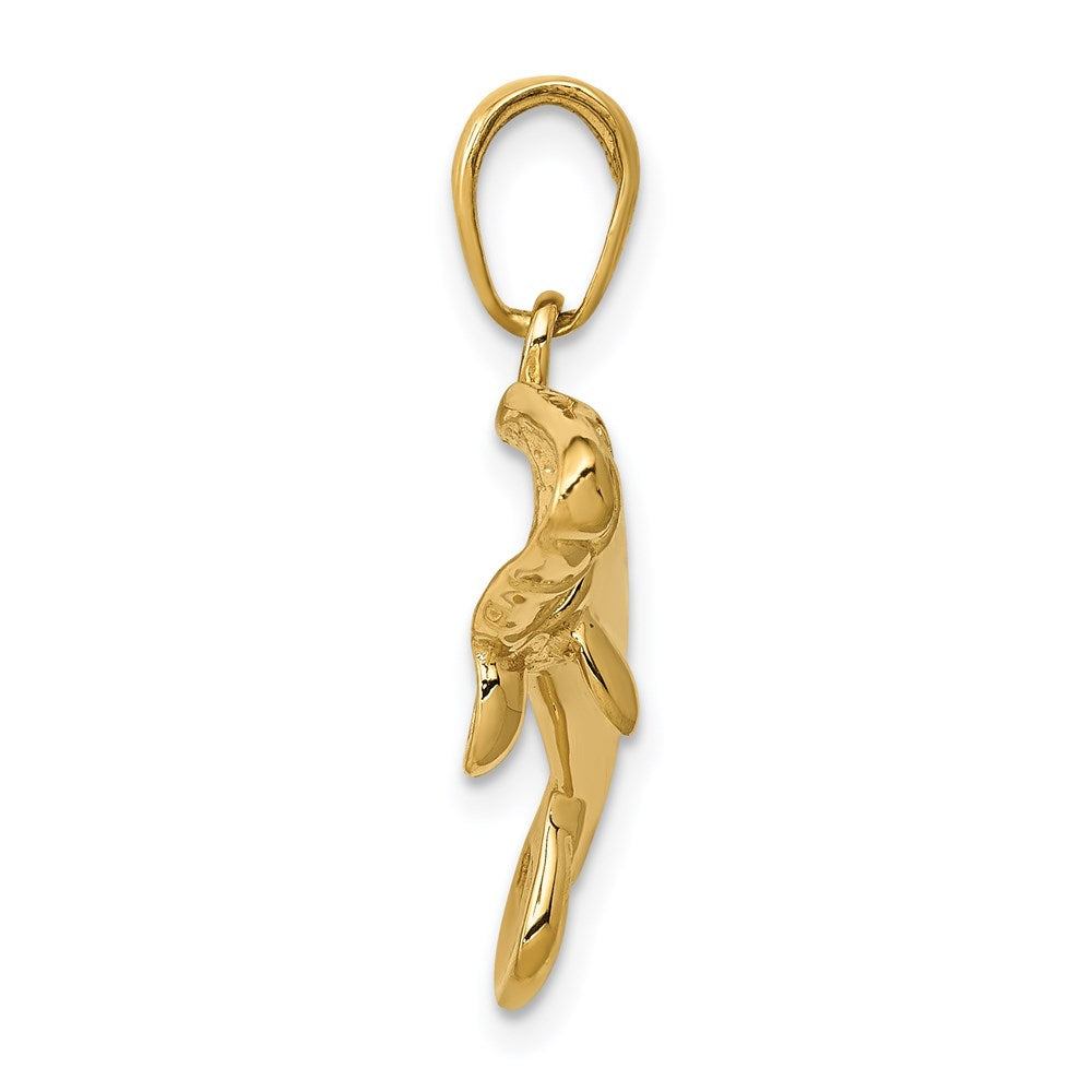 14k Solid Polished Manatee Pendant 2