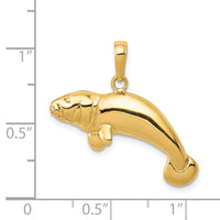 14k Solid Polished Manatee Pendant 4