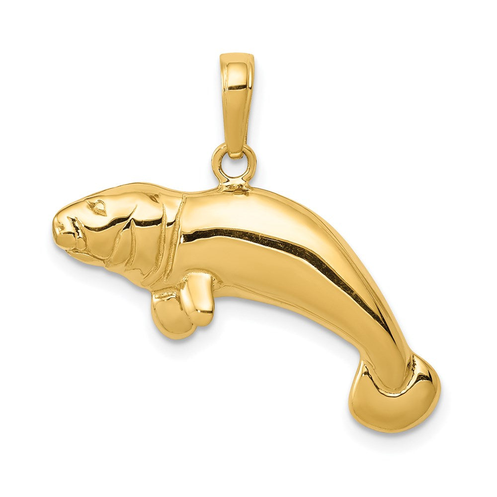 14k Solid Polished Manatee Pendant 1