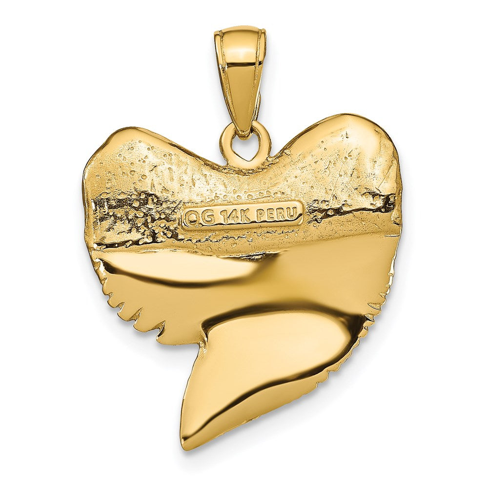 14K Solid Polished 3-D Shark Tooth Pendant 3