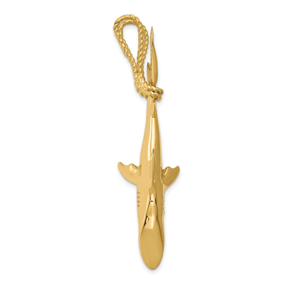 14K Hollow Polished 3-D Hanging Shark Pendant 2