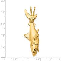 14K Hollow Polished 3-D Hanging Shark Pendant 4