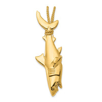 14K Hollow Polished 3-D Hanging Shark Pendant 1