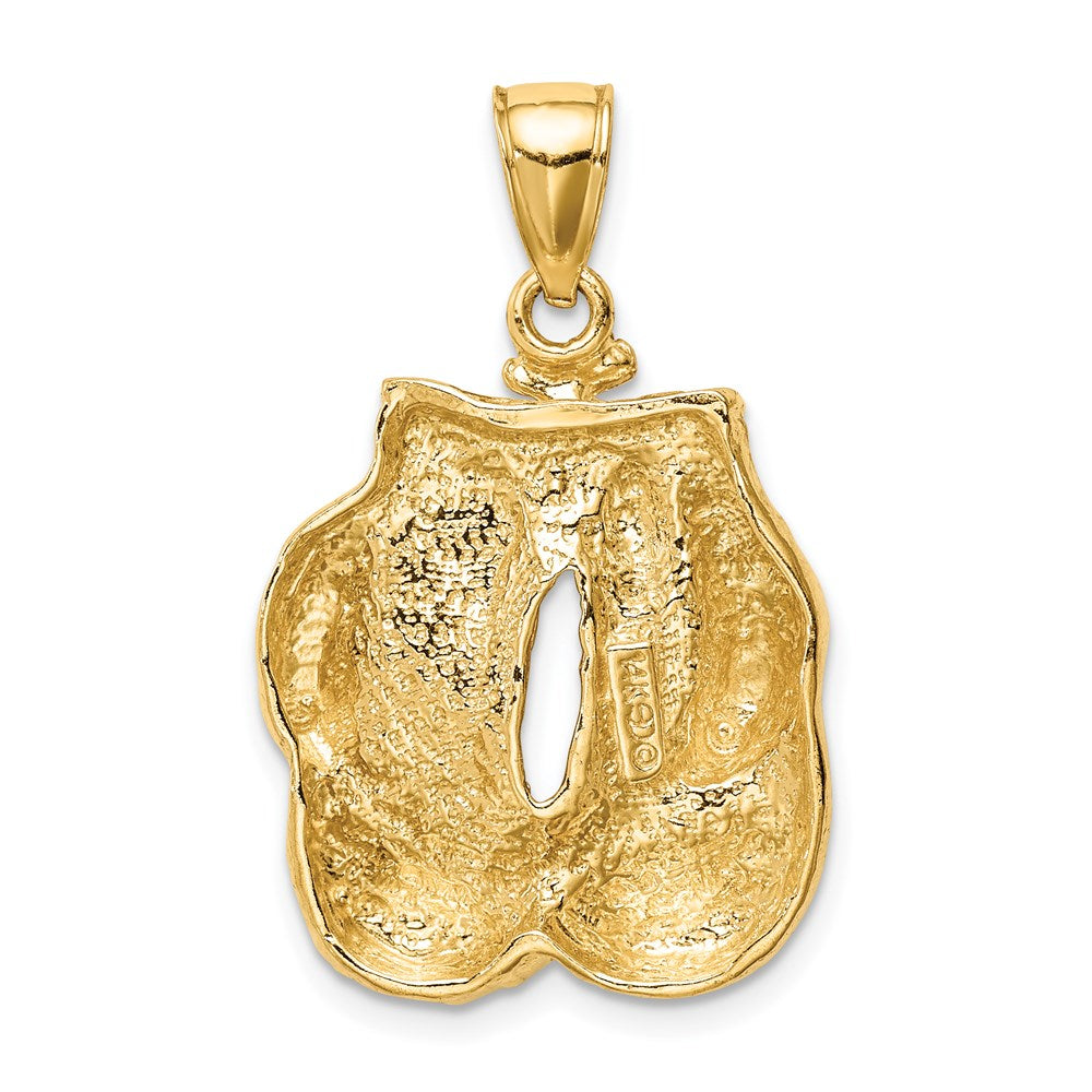 14k Solid Polished Open-Backed Boxing Gloves Pendant