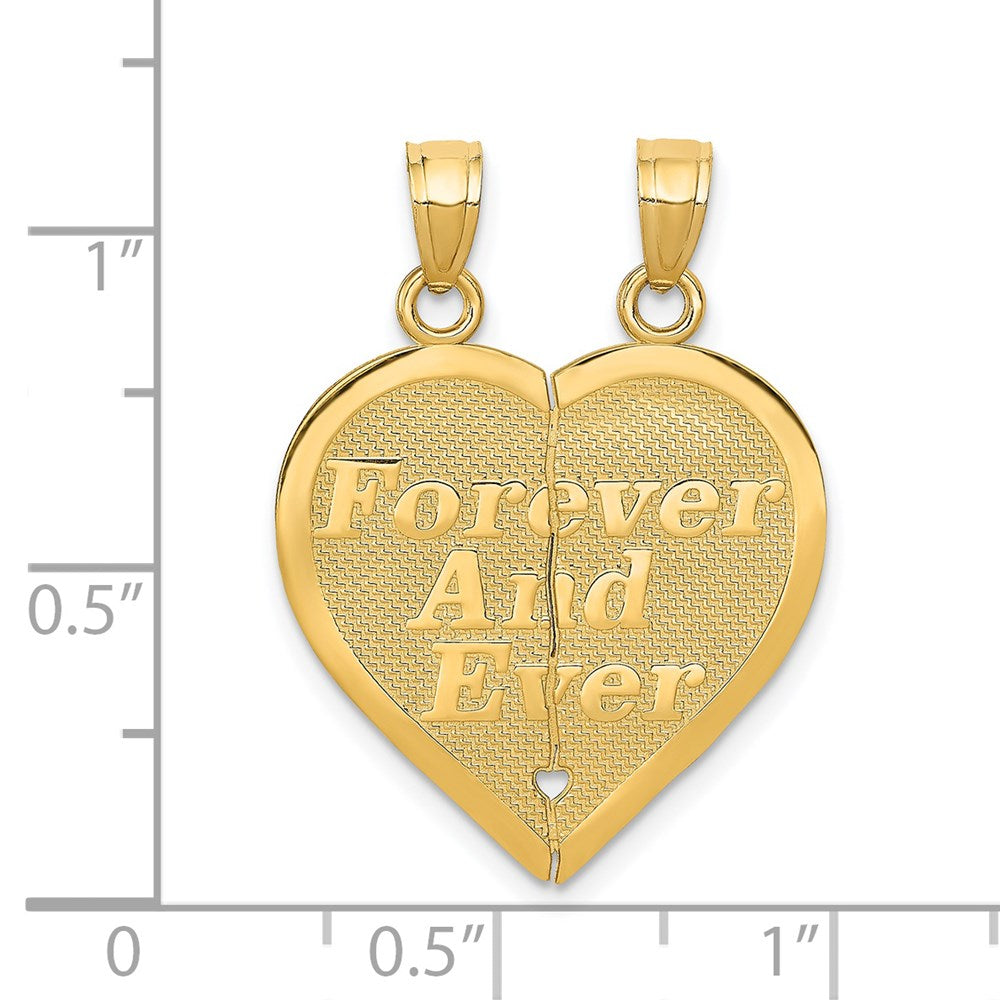 14k Reversible FOREVER AND EVER Break-apart Heart Pendant