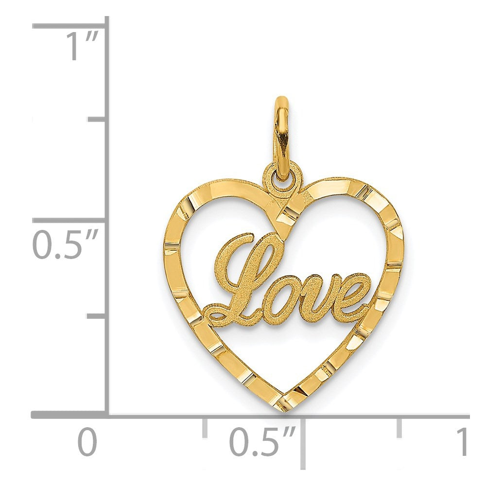 14k LOVE Diamond-cut Heart Pendant