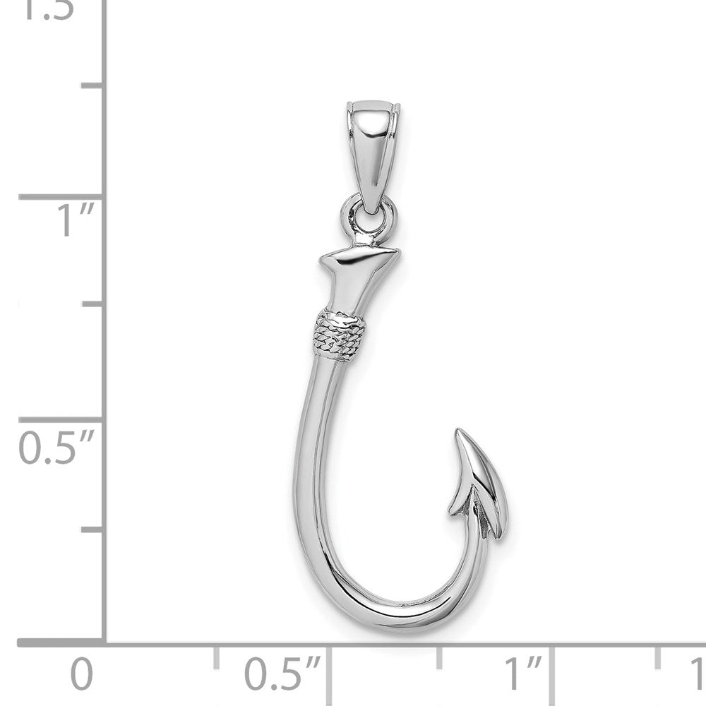 14K White Gold 3-D Fish Hook Charm 3