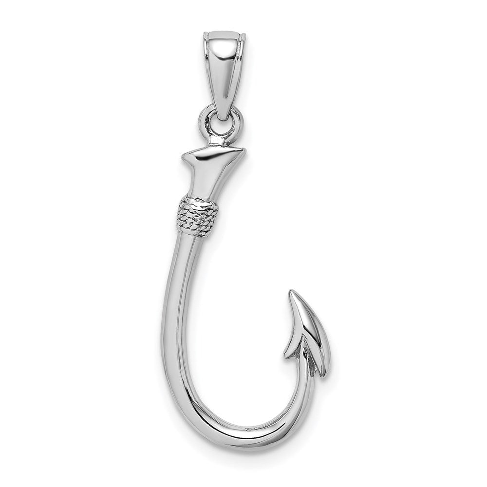 14K White Gold 3-D Fish Hook Charm 1