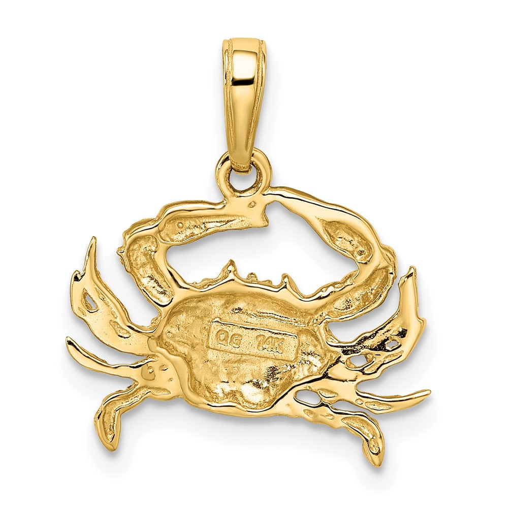 14k w/Rhodium Diamond-cut Blue Crab Pendant 3