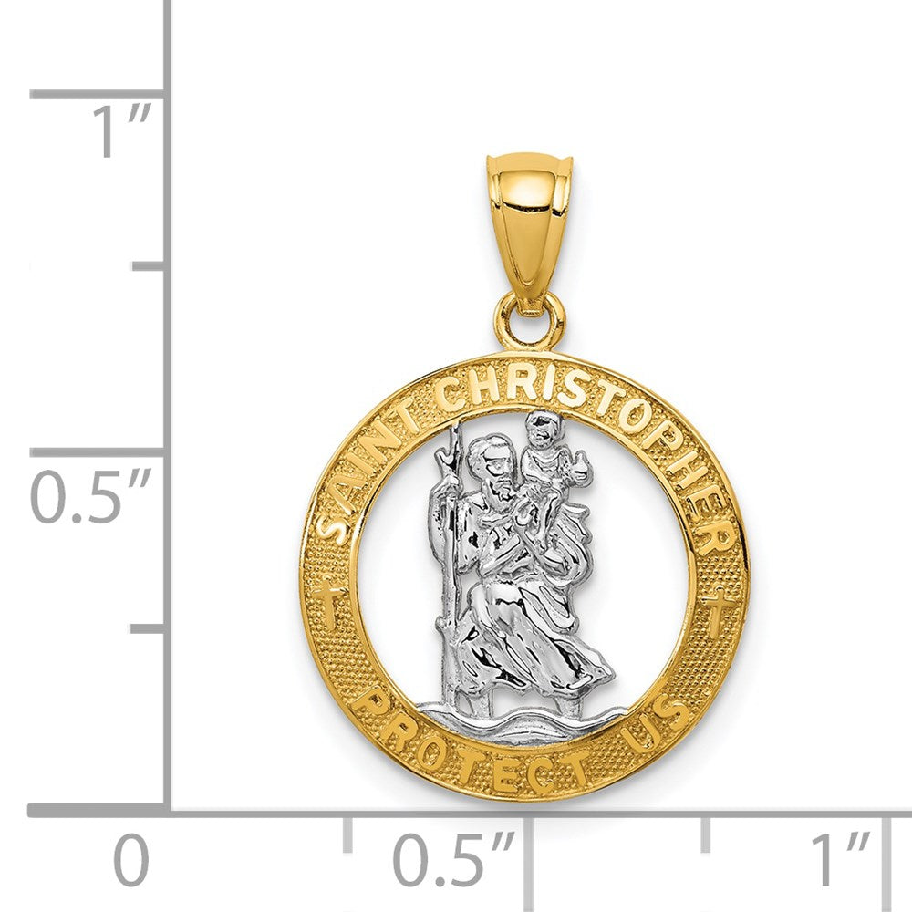 14K w/Rhodium St Christopher Pendant