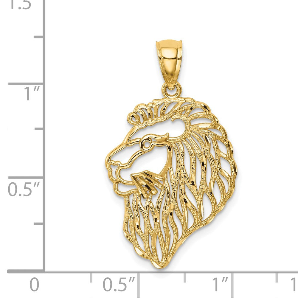 14K Diamond-Cut Lion Profile Pendant