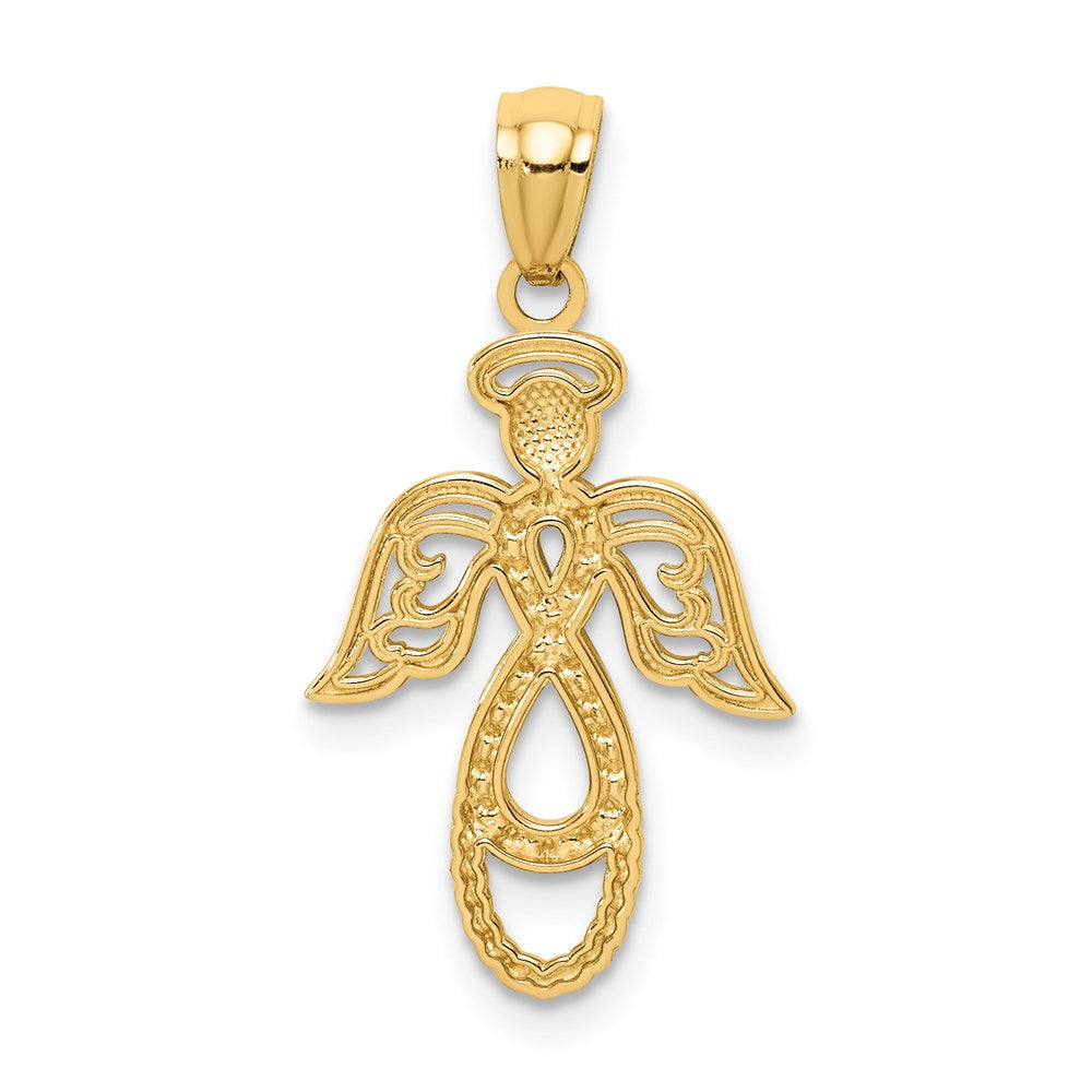 14K W/Rhodium Infinity Angel Pendant