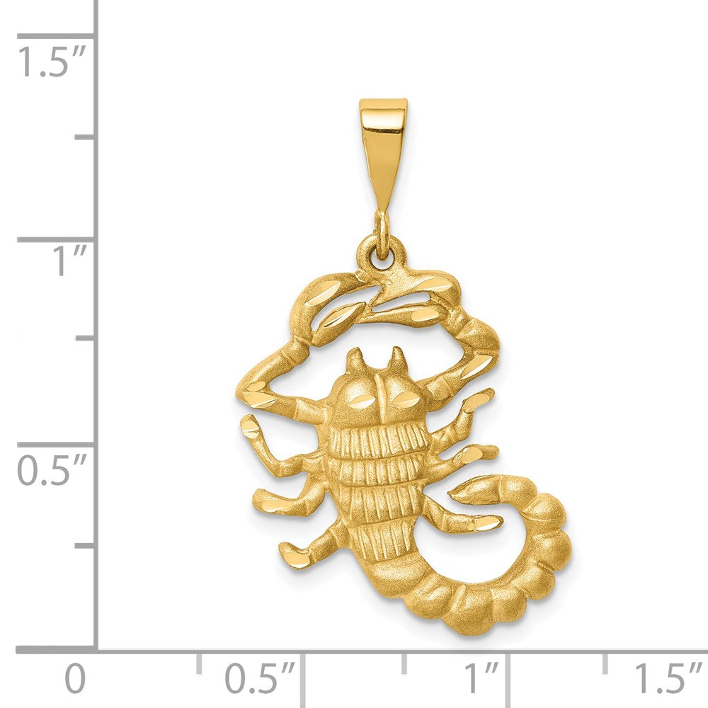 14k Satin Diamond-cut Scorpio Zodiac Charm