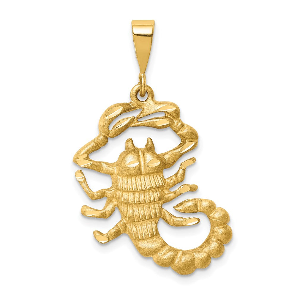 14k Satin Diamond-cut Scorpio Zodiac Charm