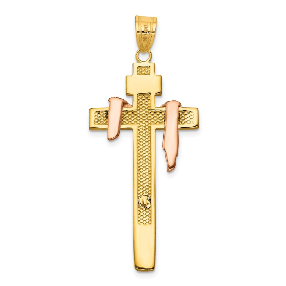 14K Tri-color Large Draped INRI Crucifix Pendant
