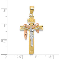 14K Tri-color Large Draped INRI Crucifix Pendant