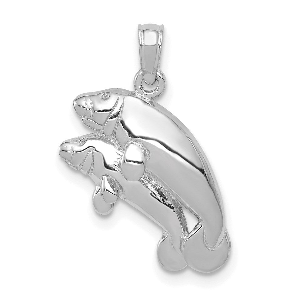 14K White Gold Double Manatee Pendant 1