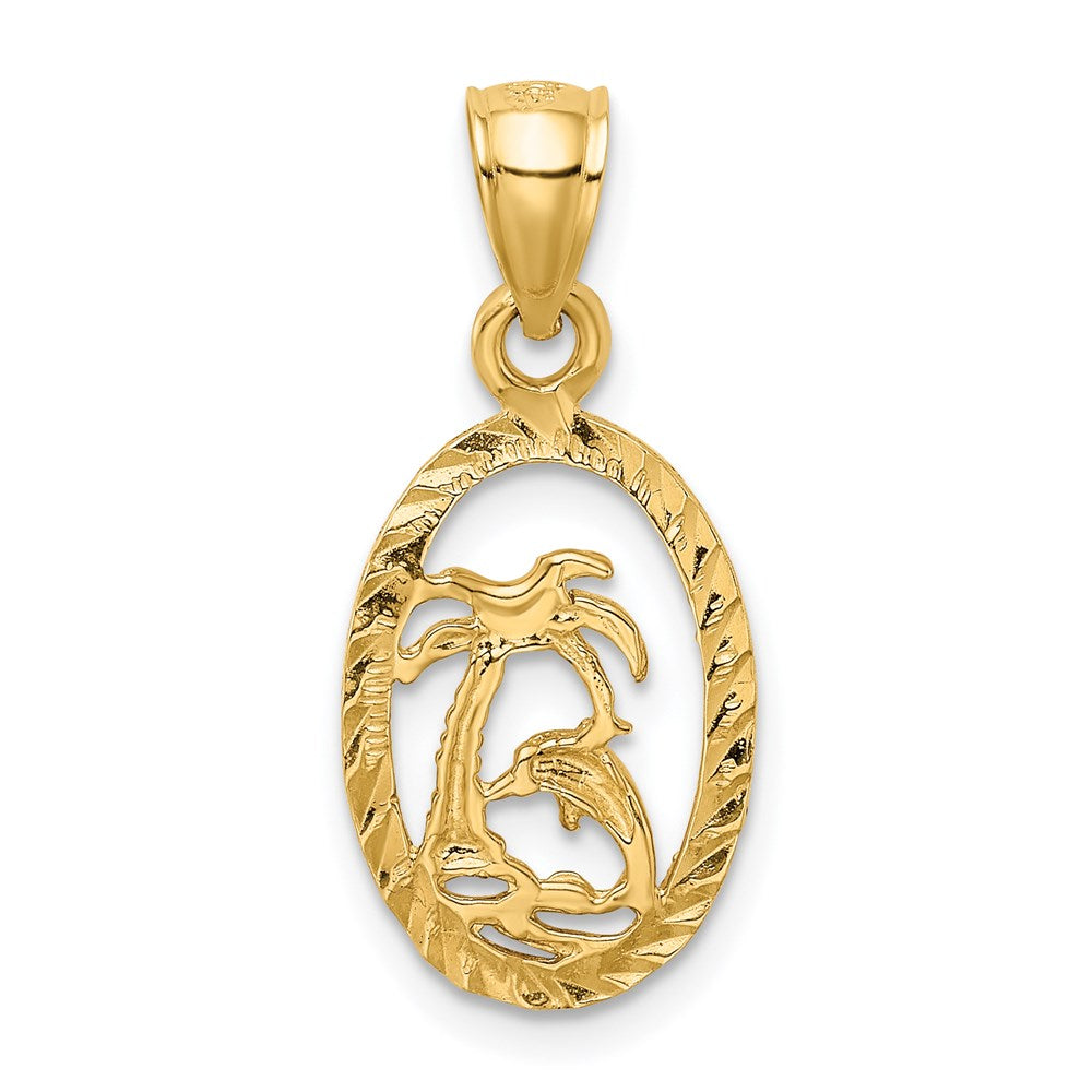 14K Dolphin and Palm Tree Pendant 3