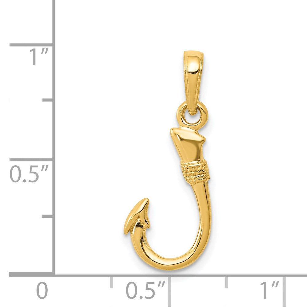 14K Yellow Gold 3D Fish Hook Pendant 4