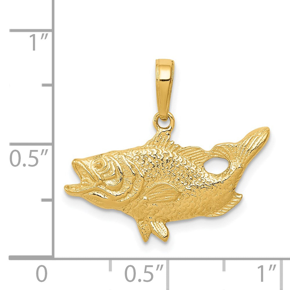 14k Open Mouthed Bass Fish Pendant 4