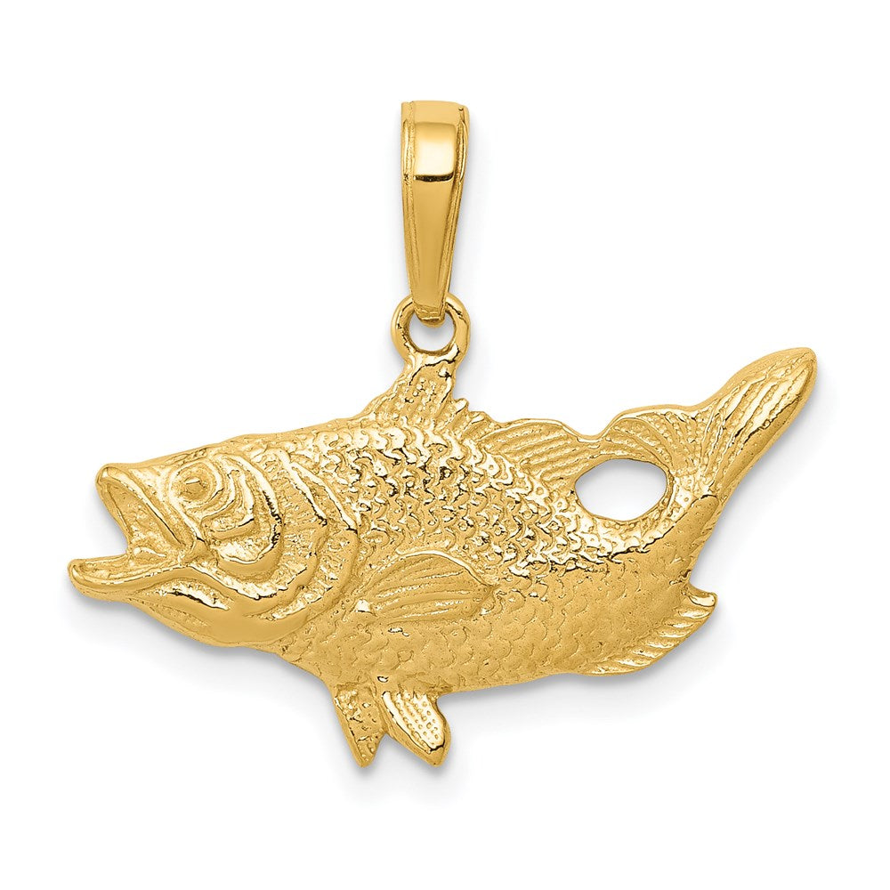 14k Open Mouthed Bass Fish Pendant 1