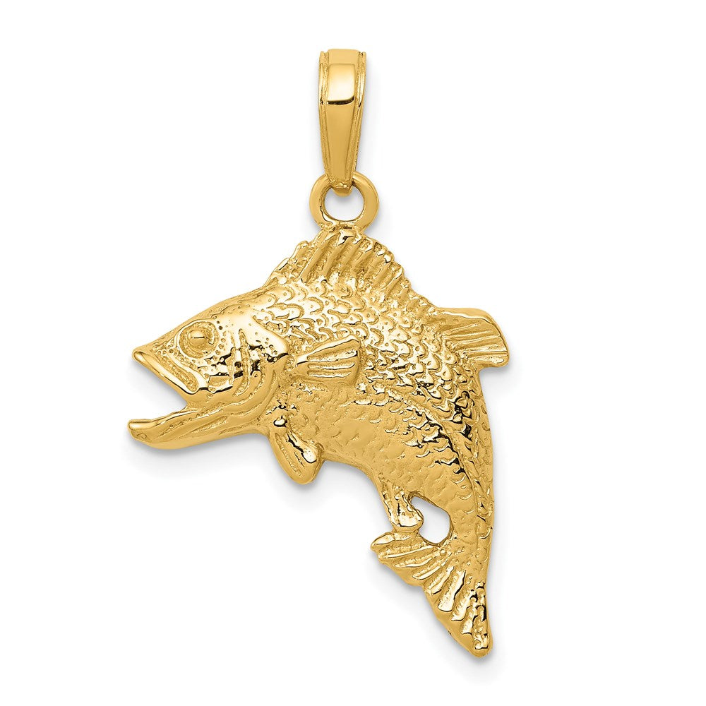 14k Jumping Bass Fish Pendant 1