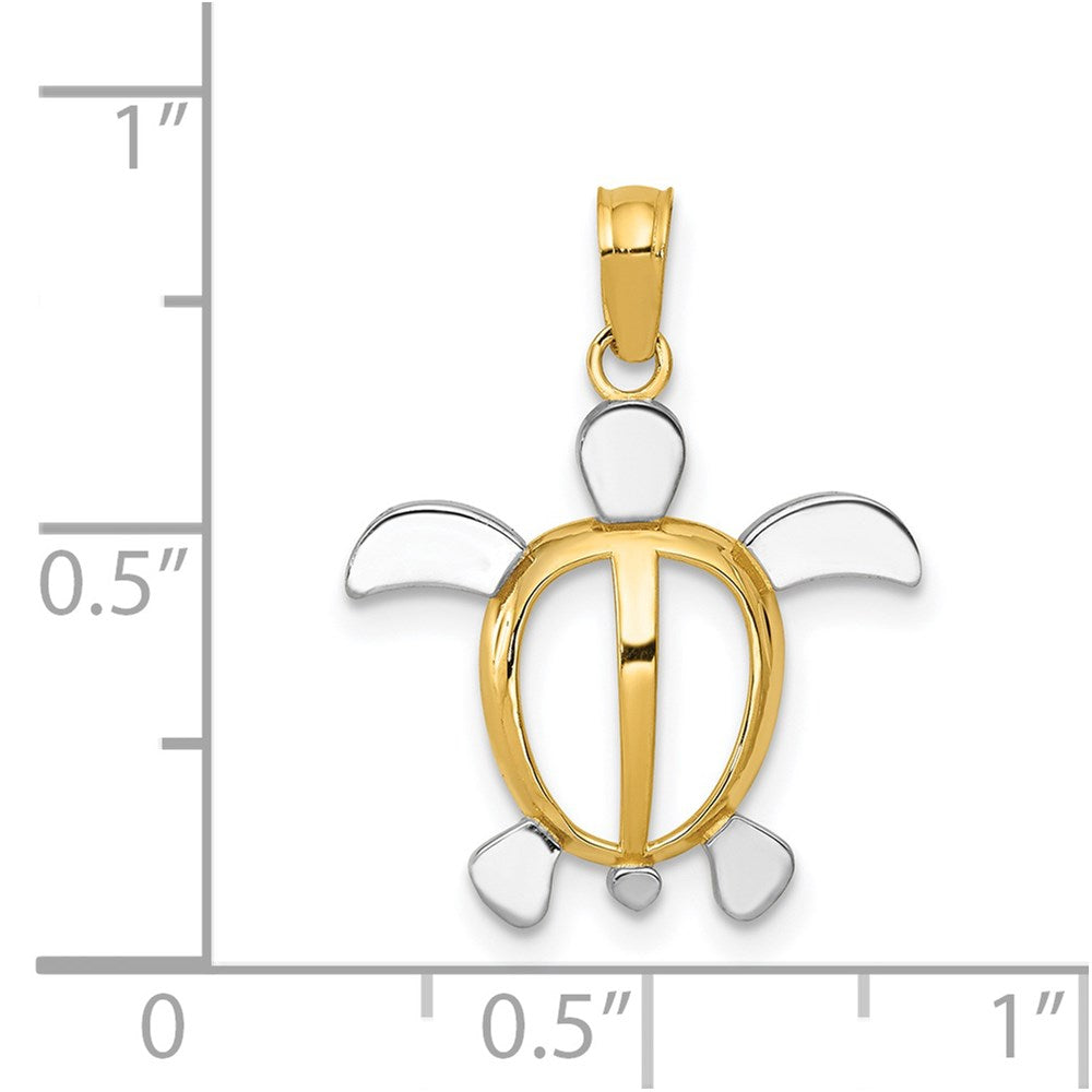 14K and Rhodium Sea Turtle Pendant 4