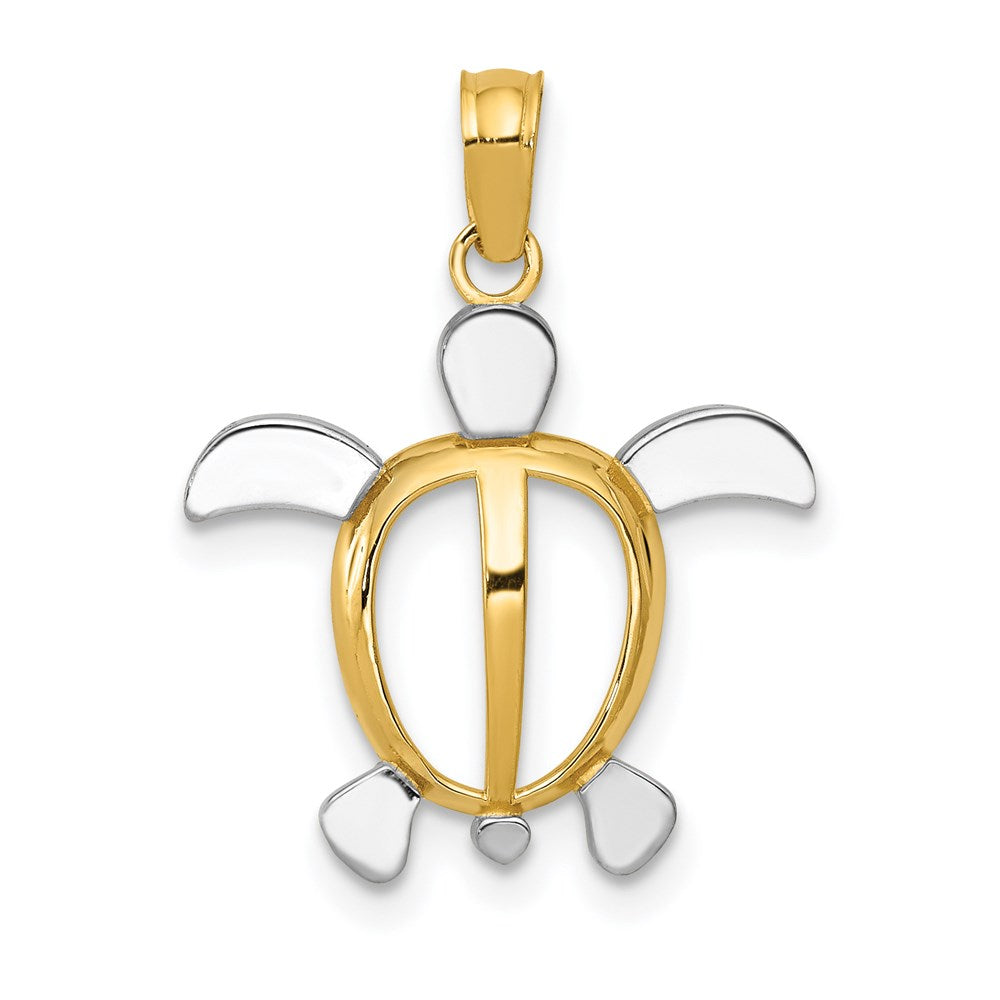 14K and Rhodium Sea Turtle Pendant 1