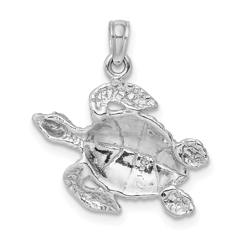 14K White Gold Textured Sea Turtle Charm 4