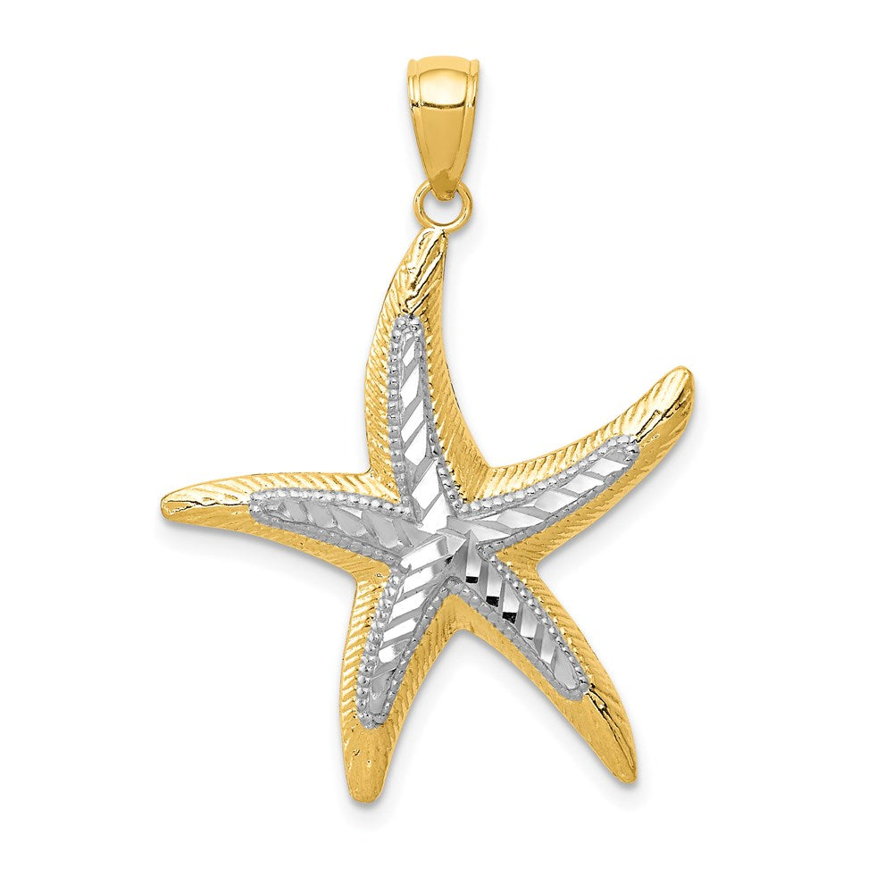 14K with White Rhodium Starfish Pendant 1