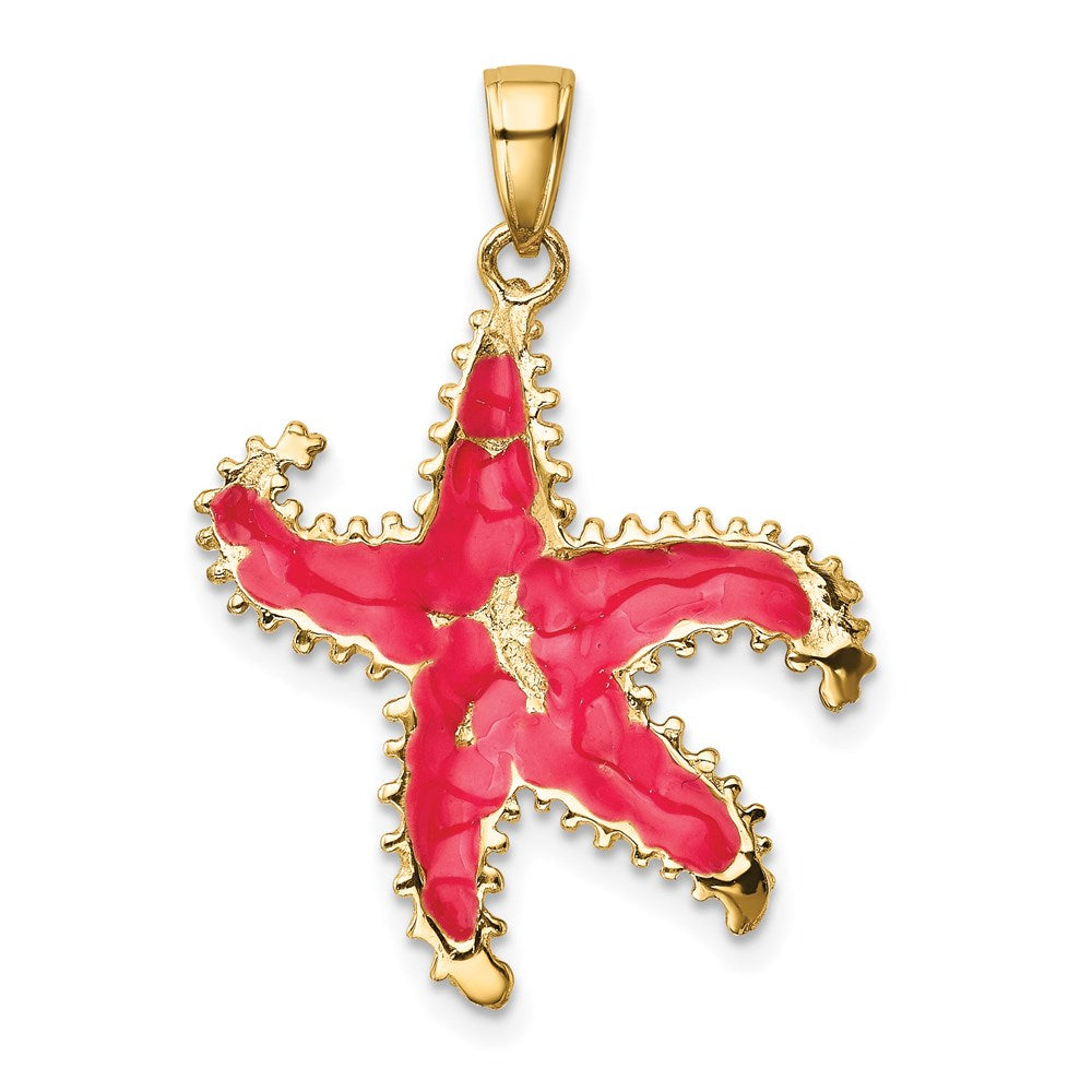 14K Pink Enameled Starfish Pendant 3