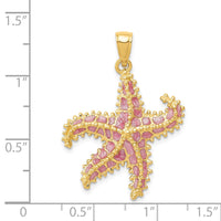 14K Pink Enameled Starfish Pendant 4