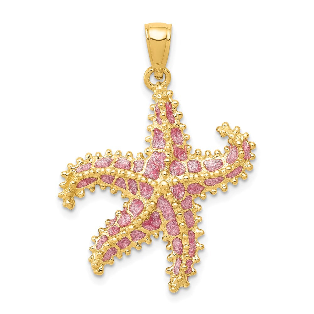 14K Pink Enameled Starfish Pendant 1