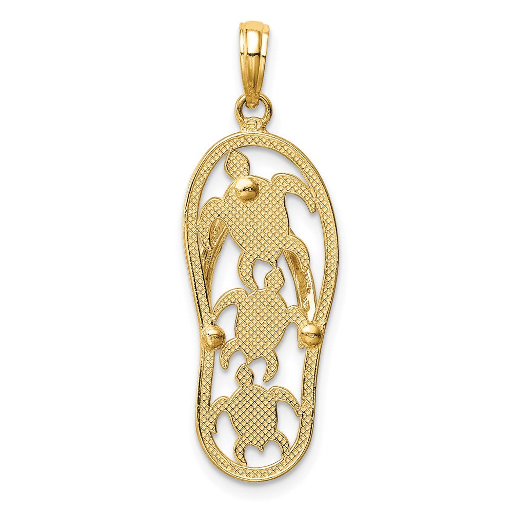 14K Two-tone Triple Sea Turtle Flip-Flop Pendant 4